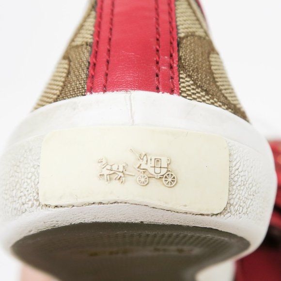 Coach Empire Outline Canvas Sneakers - Tan & Red - Picture 7 of 13